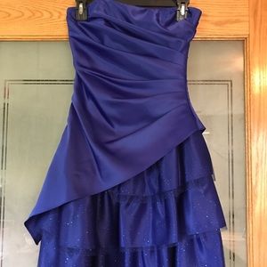 Blue Asymmetrical Homecoming Dress